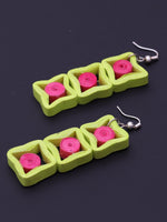 Load image into Gallery viewer, Green Pink Dangler Earrings - A Local Tribe
