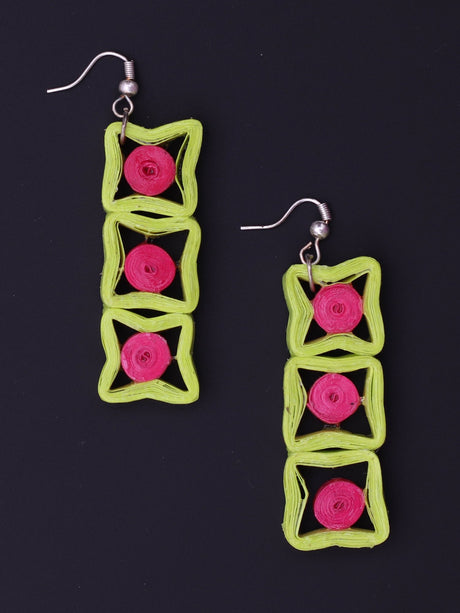 Green Pink Dangler Earrings - A Local Tribe