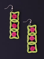 Load image into Gallery viewer, Green Pink Dangler Earrings - A Local Tribe
