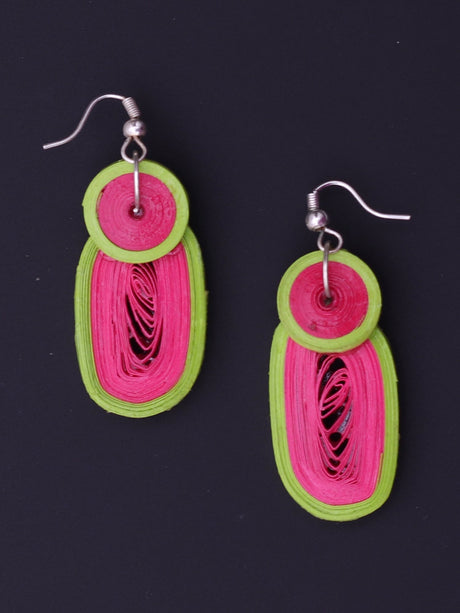 Green Pink Drop Earrings - A Local Tribe