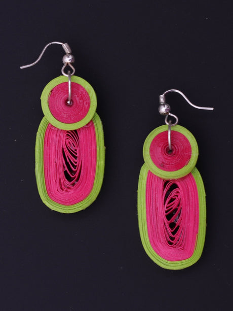 Green Pink Drop Earrings - A Local Tribe