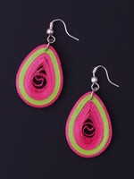 Load image into Gallery viewer, Green Pink Tear Drop Earrings - A Local Tribe
