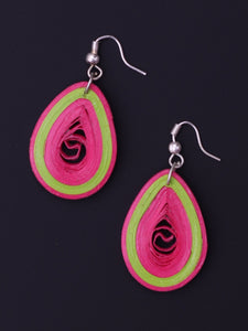 Green Pink Tear Drop Earrings - A Local Tribe
