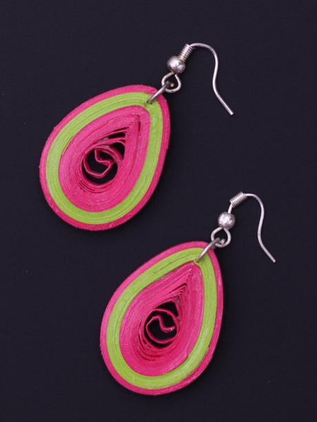 Green Pink Tear Drop Earrings - A Local Tribe