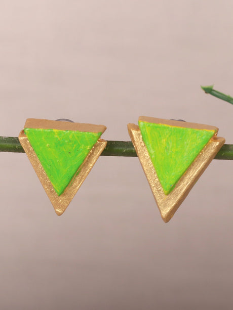 Green Triangular Trendy Earrings - A Local Tribe