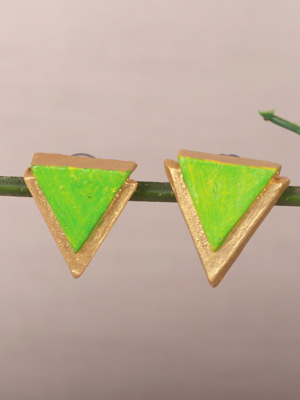 Green Triangular Trendy Earrings - A Local Tribe