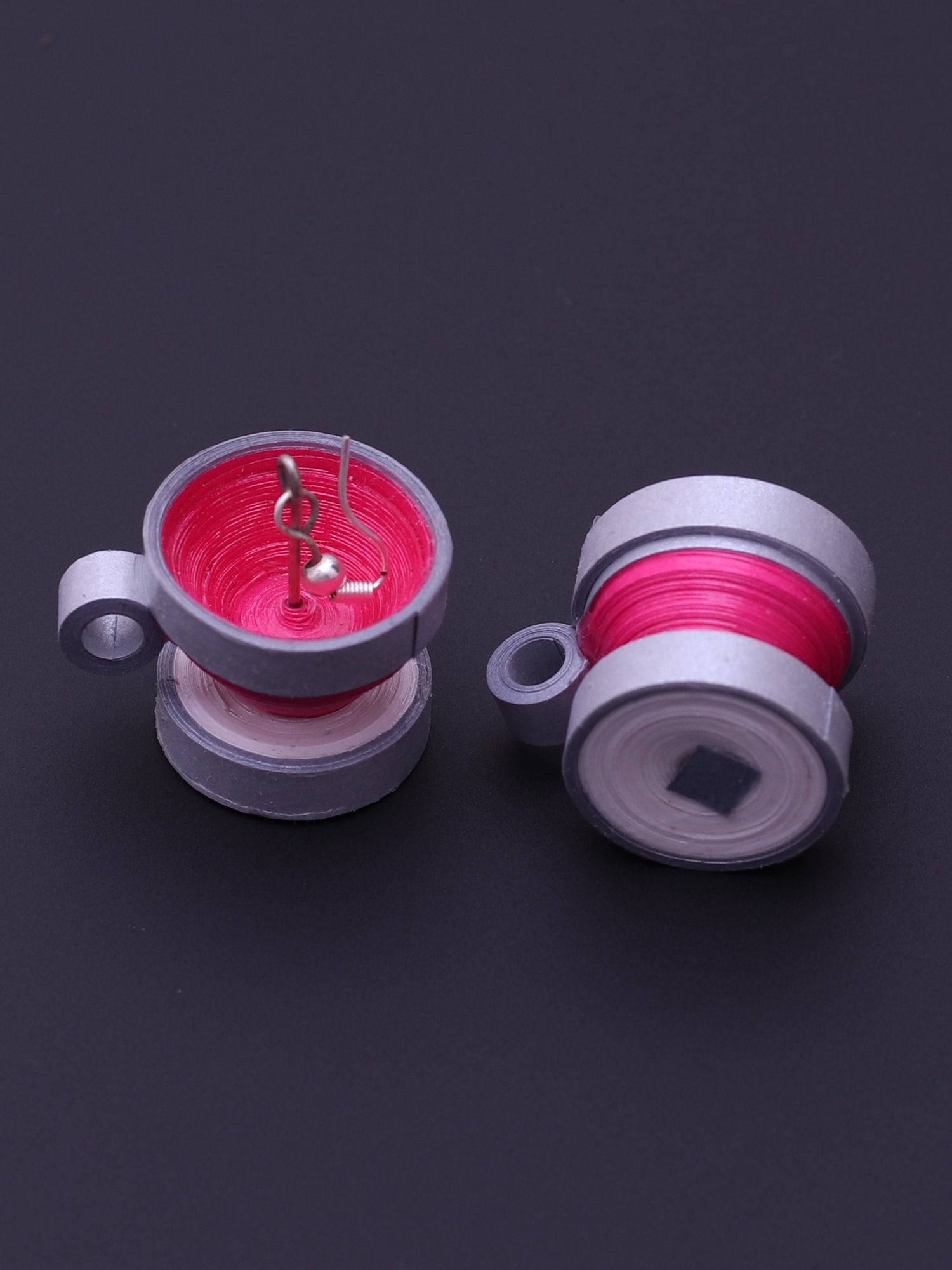 Grey Pink Tea Cup Drop Earrings - A Local Tribe