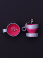 Load image into Gallery viewer, Grey Pink Tea Cup Drop Earrings - A Local Tribe

