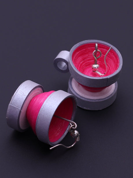 Grey Pink Tea Cup Drop Earrings - A Local Tribe