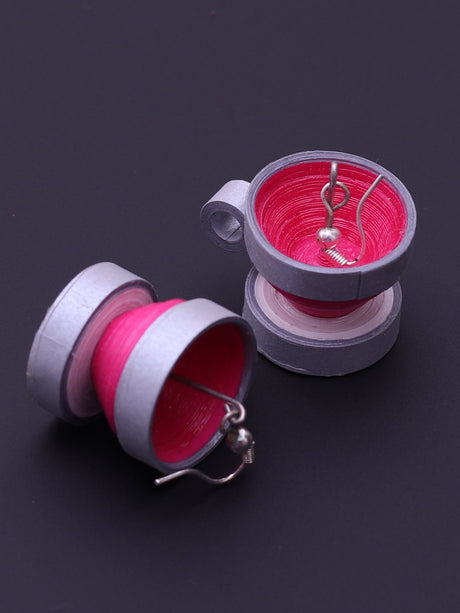 Grey Pink Tea Cup Drop Earrings - A Local Tribe