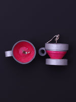 Load image into Gallery viewer, Grey Pink Tea Cup Drop Earrings - A Local Tribe
