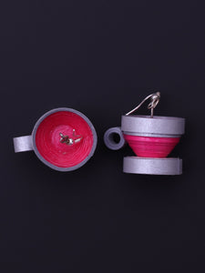 Grey Pink Tea Cup Drop Earrings - A Local Tribe