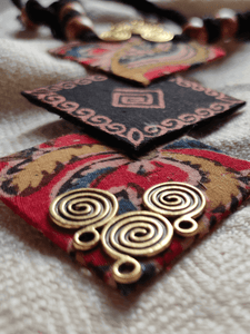 Handmade Kalamkari Fabric Necklace Set - A Local Tribe