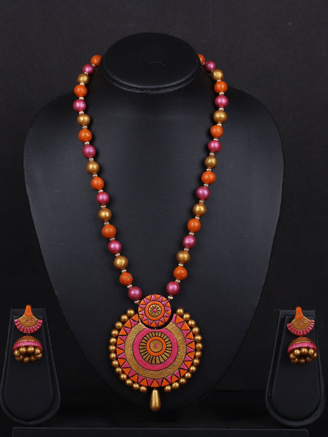 Muti-colored Beaded Terracotta Necklace Set - A Local Tribe