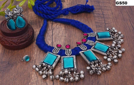 Oxidised Stone Silver Necklace - A Local Tribe