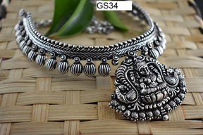 Padam Oxidised Silver Choker Necklace - A Local Tribe