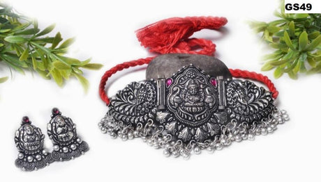 Padam Oxidised Silver Necklace - A Local Tribe