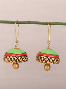 Pastel Green Dome Shaped jhumka Earrings - A Local Tribe