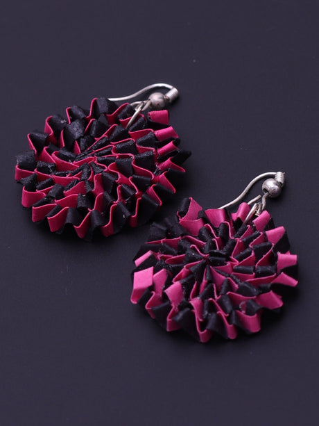 Pink Black Floral Earrings - A Local Tribe