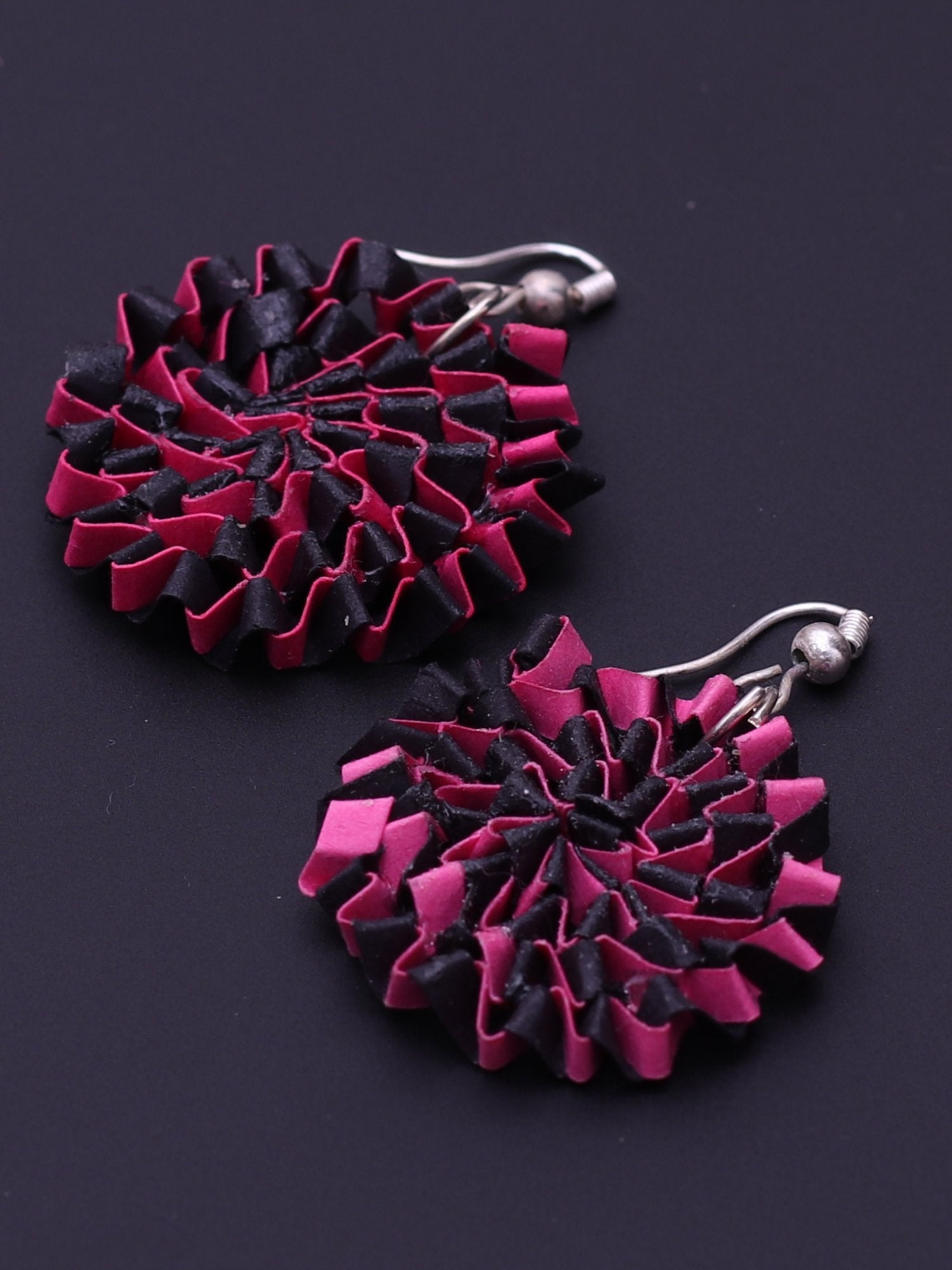 Pink Black Floral Earrings - A Local Tribe
