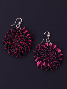Pink Black Floral Earrings - A Local Tribe