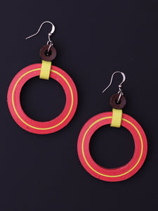 Red Round Earrings With Yellow Tinge - A Local Tribe