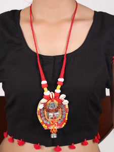 Religious Design Red & Yellow Earrings & Necklace Set - A Local Tribe