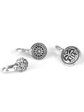 Set of 3 Silver oxidised Nose Clip - A Local Tribe