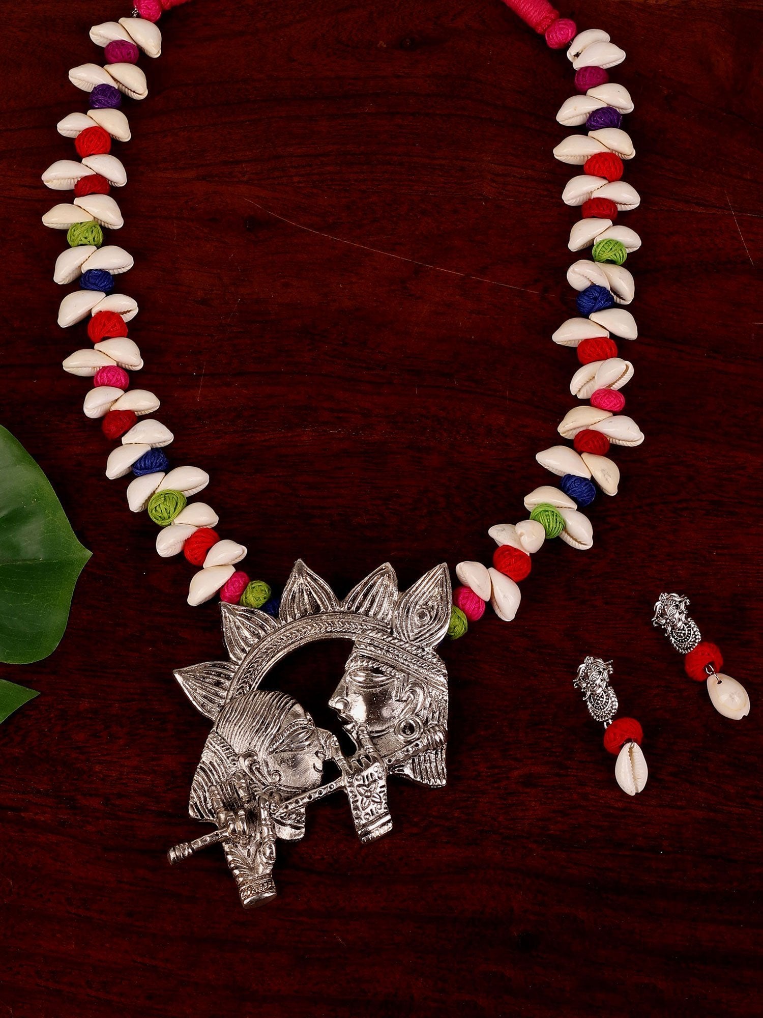 Sri Krishna Multicoloured Necklace & Earrings Set - A Local Tribe