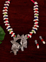 Load image into Gallery viewer, Sri Krishna Multicoloured Necklace &amp; Earrings Set - A Local Tribe
