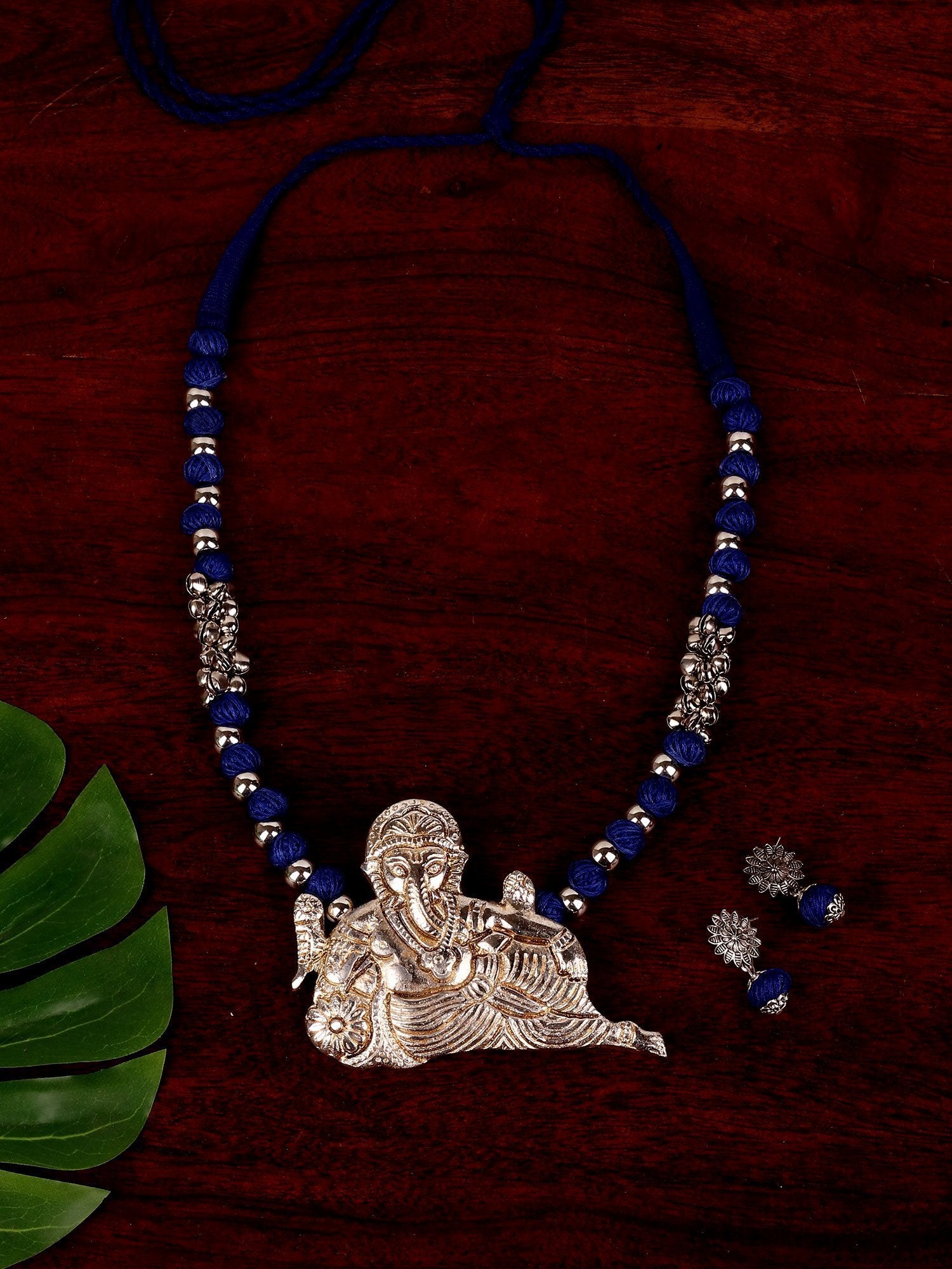 Statement Ganesha Blue Necklace & Earrings Set - A Local Tribe