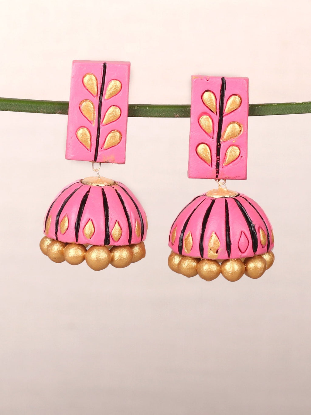 Stylish Baby pink Elongated Dome Shaped Earrings - A Local Tribe