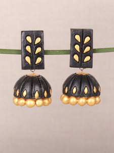 Stylish Black Elongated Dome Shaped Earrings - A Local Tribe
