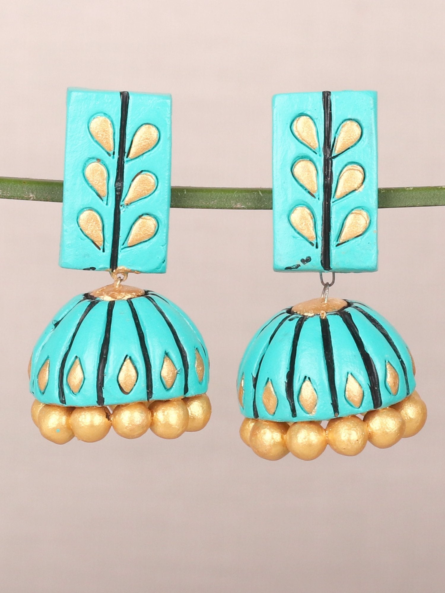 Stylish Turquoise Elongated Dome Shaped Earrings - A Local Tribe