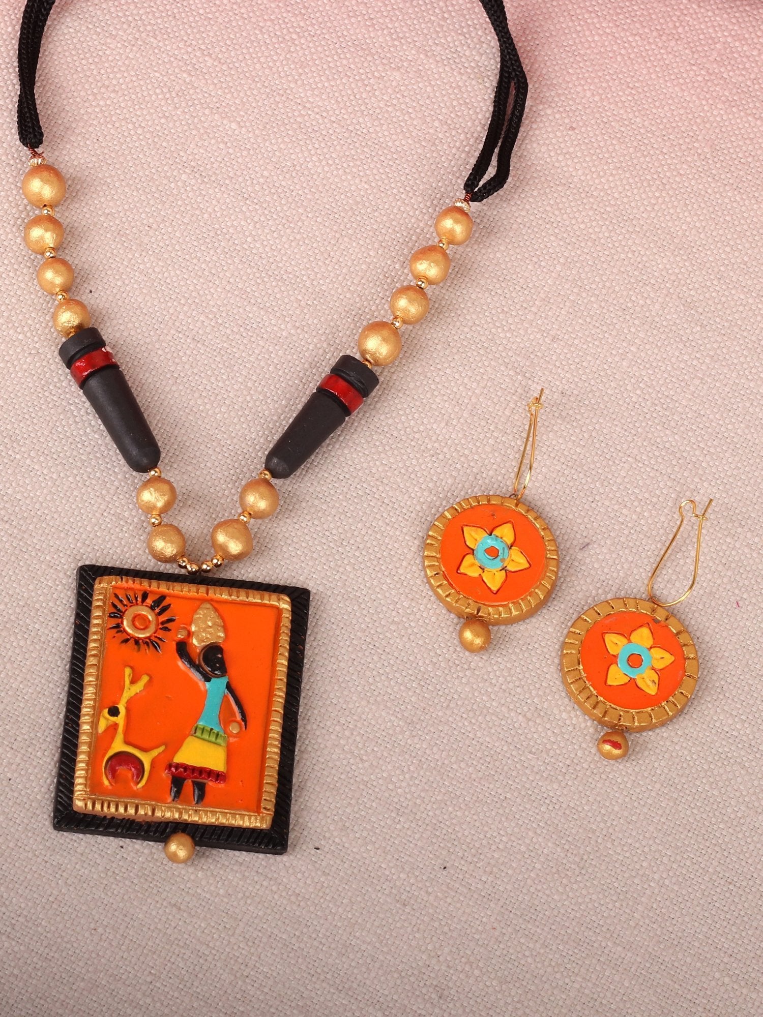 Tribal Modern Terracotta Necklace Set - A Local Tribe