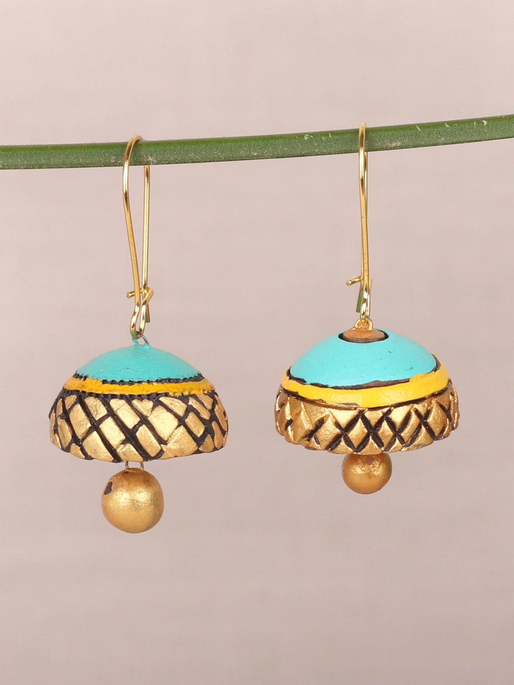 Turquoise Dome Shaped Jhumka Earrings - A Local Tribe