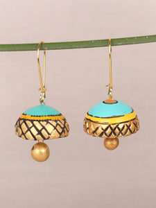 Turquoise Dome Shaped Jhumka Earrings - A Local Tribe