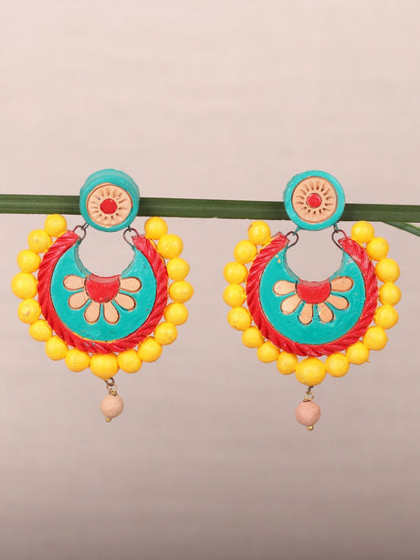 Yellow and Blue Crescent Shaped Chandbalis - A Local Tribe
