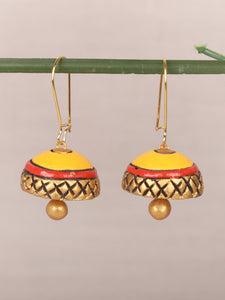 Yellow Dome Shaped Jhumka Earrings - A Local Tribe